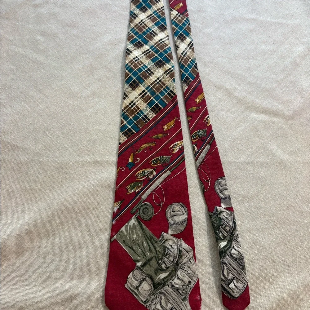 American Angler Red Outdoor Adventure Tie - Picture 2 of 5